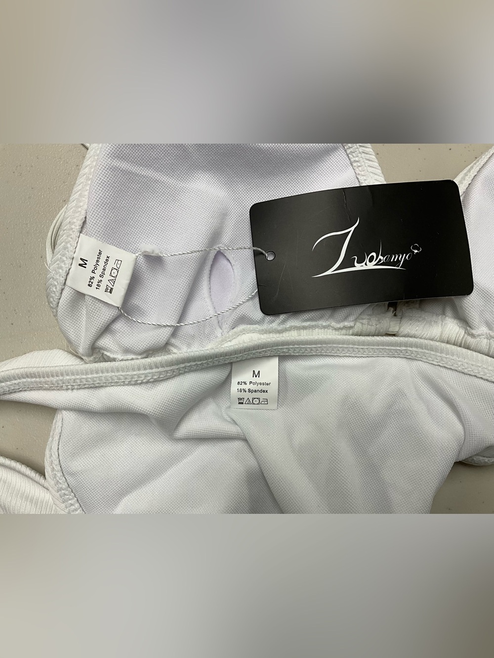 White Tie-Back Ribbed Triangle Bikini Set - Unbranded - Picture 3 of 4